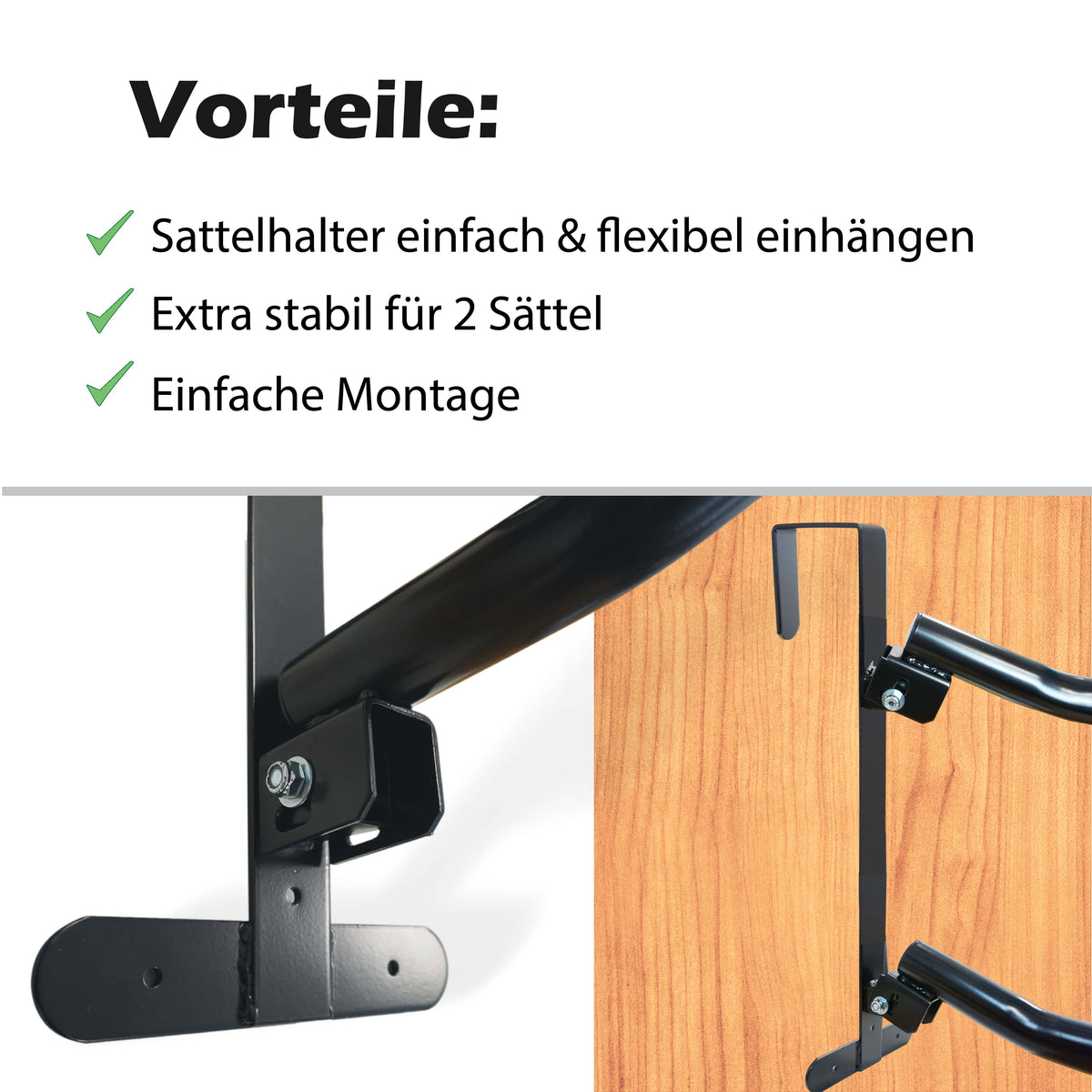 Sattelhalter klappbar für Sättel transportabel in schwarz