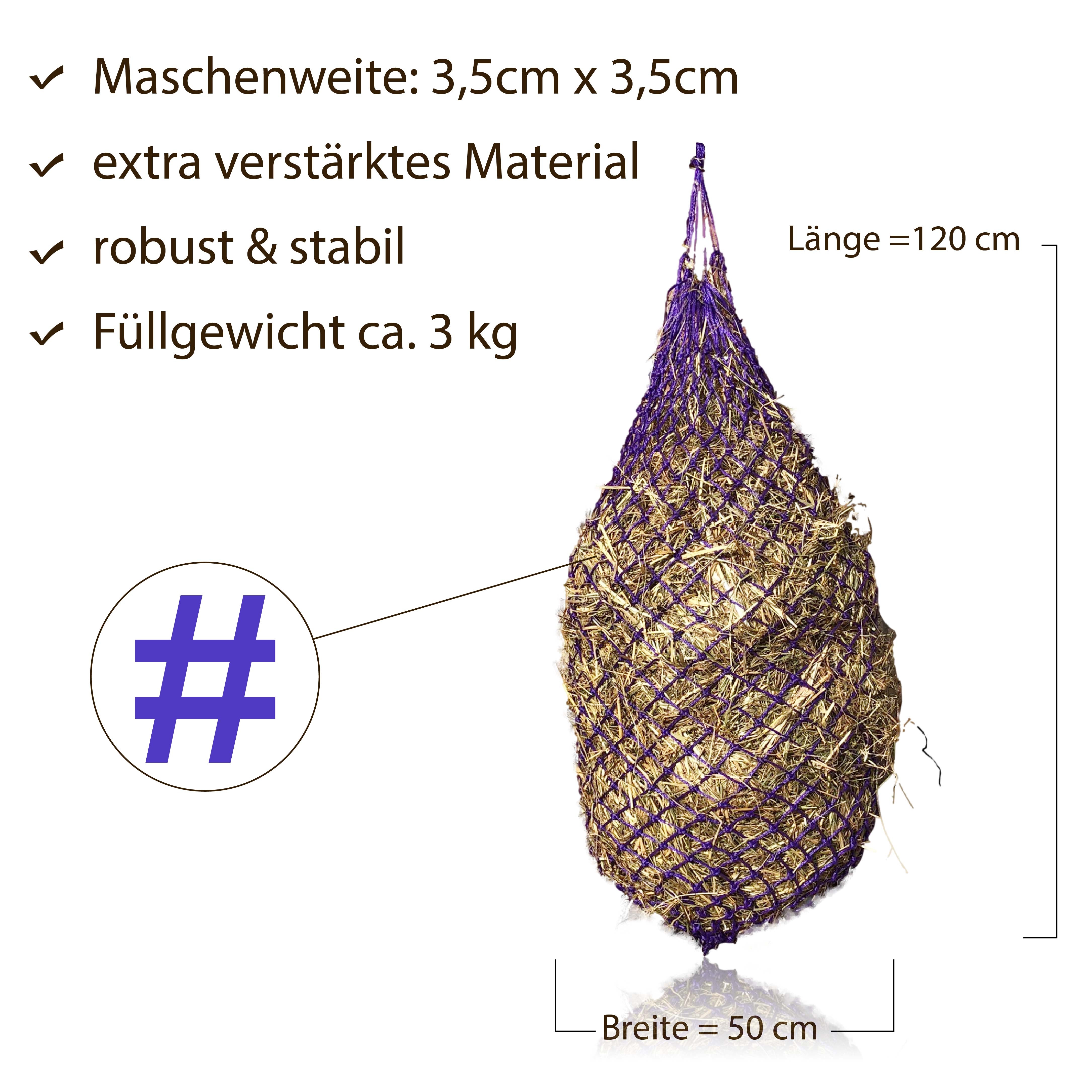 Heunetz für Pferde, engmaschig 3x3, 3-4kg Füllgewicht
